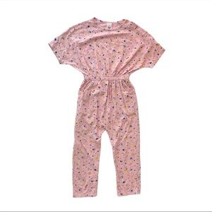 Open Edit Pink Jumpsuit with Colorful Print